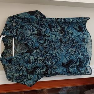 Lane Bryant sheer cap sleeve blouse teals 18 20